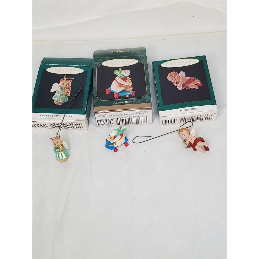 Hallmark Keepsake Miniature Ornament Lot 5 Bear‎ Mouse Gerbil Angel 1990-1999